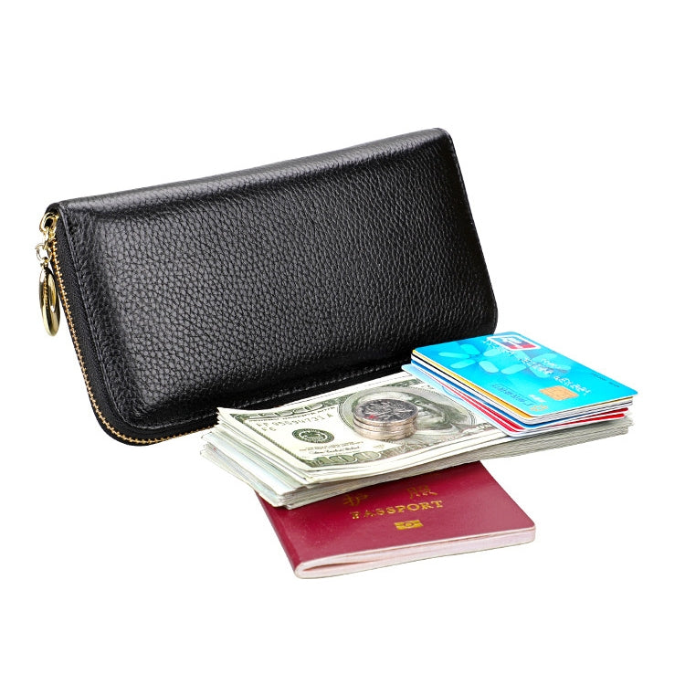 906 Borsa per cellulare con portafoglio a mano di grande capacità con texture Litchi RFID antimagnetica con slot per carte