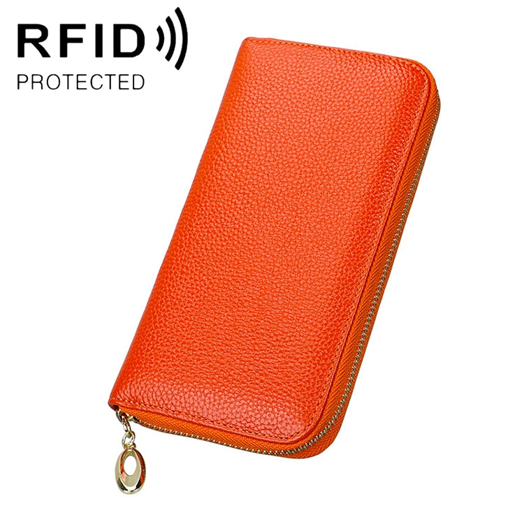906 Borsa per cellulare con portafoglio a mano di grande capacità con texture Litchi RFID antimagnetica con slot per carte