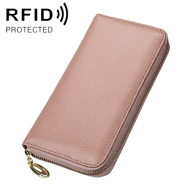 906 Borsa per cellulare con portafoglio a mano di grande capacità con texture Litchi RFID antimagnetica con slot per carte