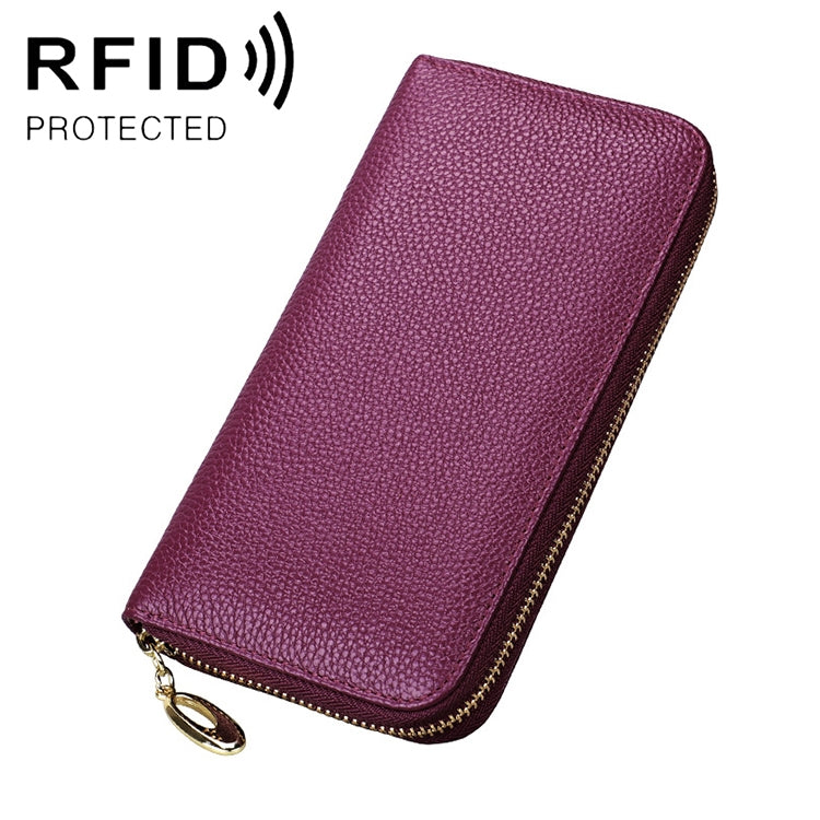 906 Borsa per cellulare con portafoglio a mano di grande capacità con texture Litchi RFID antimagnetica con slot per carte
