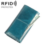 3559 Portafoglio da donna in pelle primo fiore retrò con cerniera multifunzione antimagnetica RFID