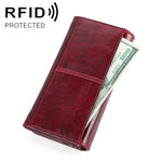 3559 Portafoglio da donna in pelle primo fiore retrò con cerniera multifunzione antimagnetica RFID