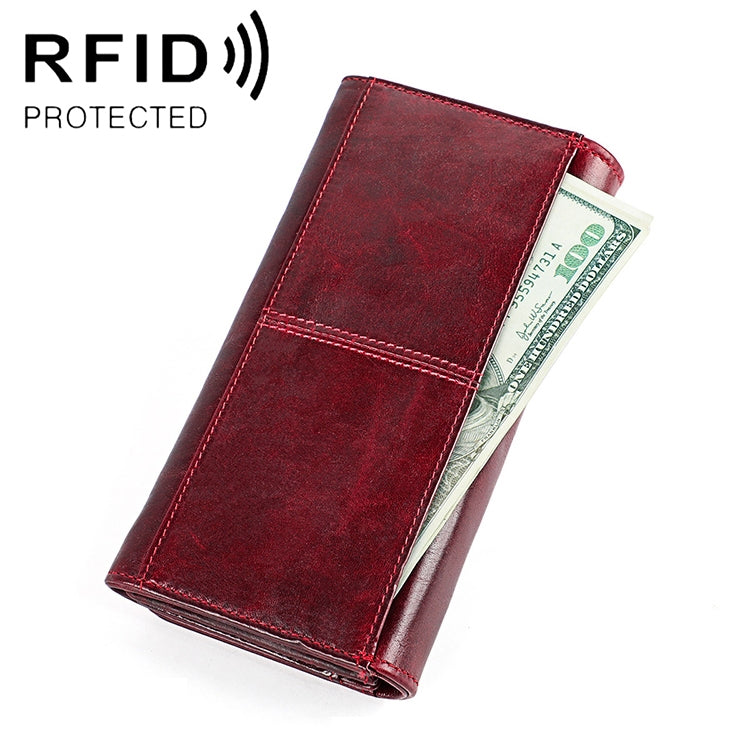 3559 Portafoglio da donna in pelle primo fiore retrò con cerniera multifunzione antimagnetica RFID