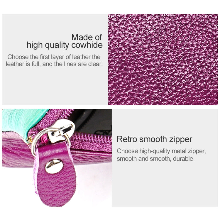 Portafoglio da donna con cerniera in pelle con texture Litchi 3572 Borsa di grande capacità