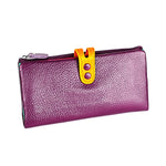 Portafoglio da donna con cerniera in pelle con texture Litchi 3572 Borsa di grande capacità