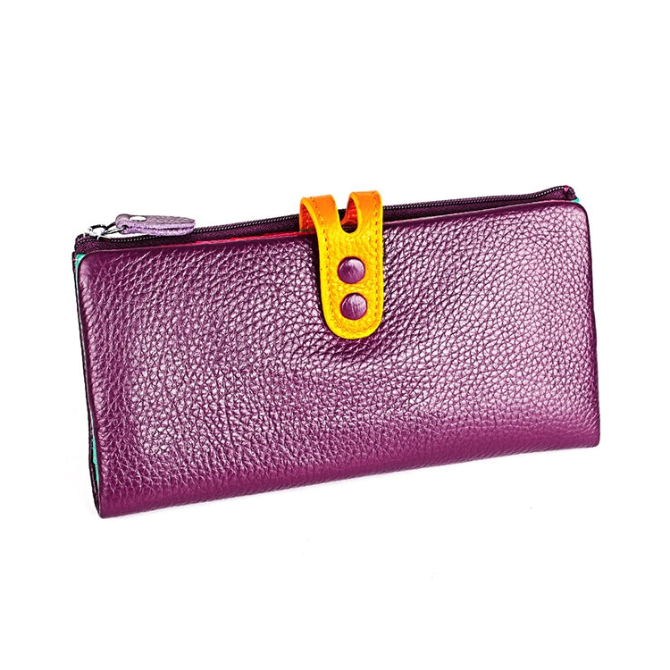 Portafoglio da donna con cerniera in pelle con texture Litchi 3572 Borsa di grande capacità