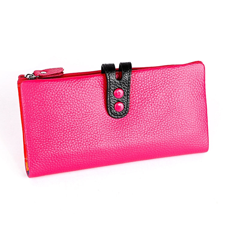 Portafoglio da donna con cerniera in pelle con texture Litchi 3572 Borsa di grande capacità