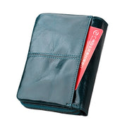 Portafoglio con cerniera in pelle Crazy Horse RFID antimagnetico