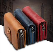 Portafoglio con cerniera in pelle Crazy Horse RFID antimagnetico