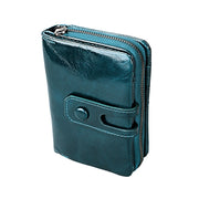 Portafoglio con cerniera in pelle Crazy Horse RFID antimagnetico