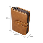 Portafoglio con cerniera in pelle Crazy Horse RFID antimagnetico