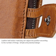 Portafoglio con cerniera in pelle Crazy Horse RFID antimagnetico