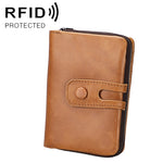 Portafoglio con cerniera in pelle Crazy Horse RFID antimagnetico