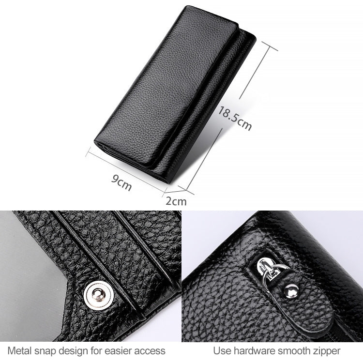 Portafoglio multifunzione in pelle con texture litchi 3591C Borsa di grande capacità