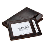 8232 Portafoglio da uomo in pelle cerata a olio antimagnetico RFID con portacarte staccabile, 8232