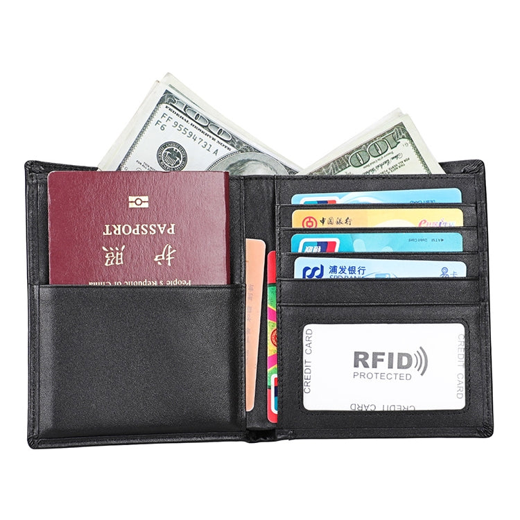 Borsa portafoglio in pelle con texture Crazy Horse RFID