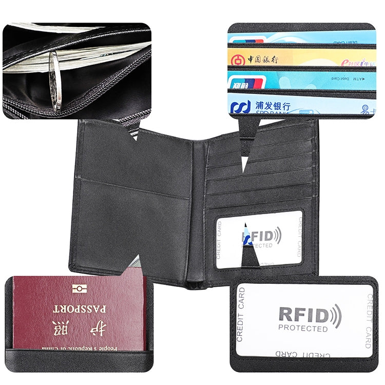 Borsa portafoglio in pelle con texture Crazy Horse RFID