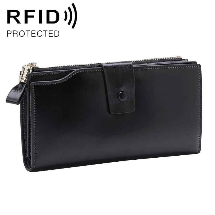 8236 Portafoglio da donna in pelle cerata a olio multifunzione RFID antimagnetico Borsa di grande capacità