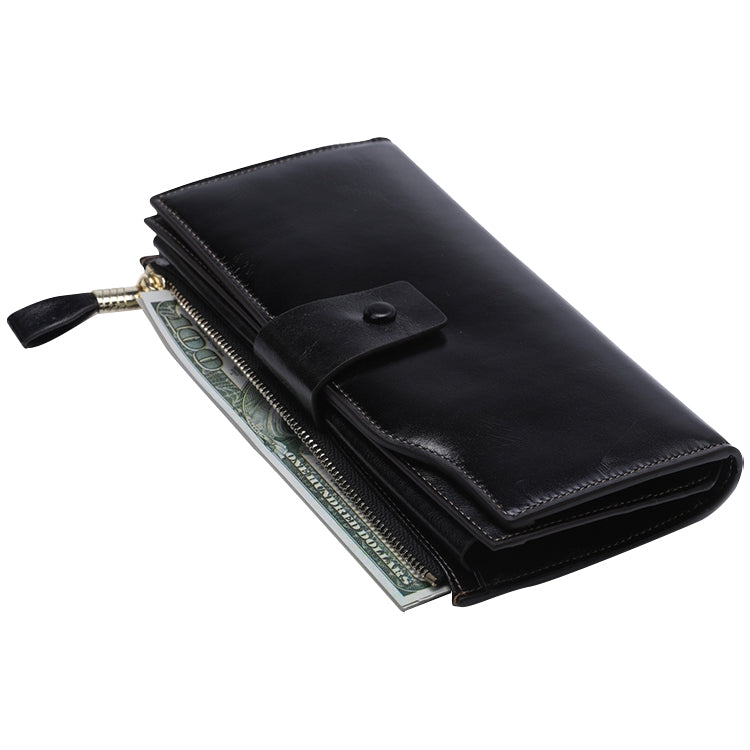 8236 Portafoglio da donna in pelle cerata a olio multifunzione RFID antimagnetico Borsa di grande capacità