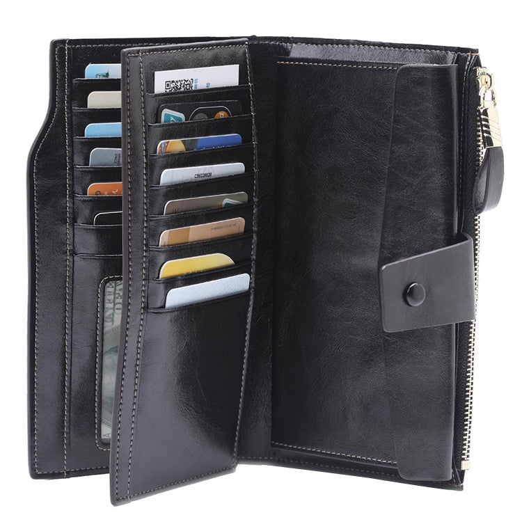 8236 Portafoglio da donna in pelle cerata a olio multifunzione RFID antimagnetico Borsa di grande capacità