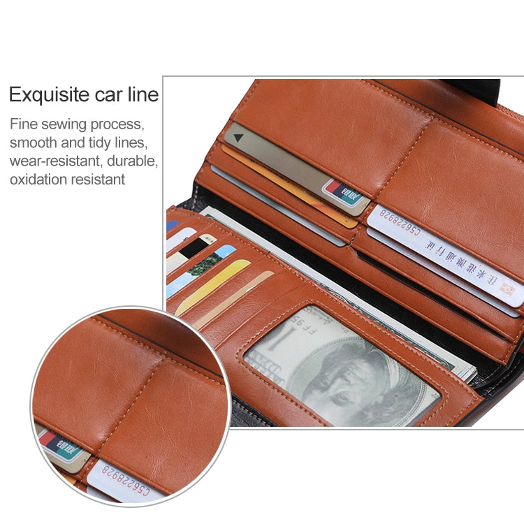 8236 Portafoglio da donna in pelle cerata a olio multifunzione RFID antimagnetico Borsa di grande capacità