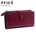 8236 Portafoglio da donna in pelle cerata a olio multifunzione RFID antimagnetico Borsa di grande capacità