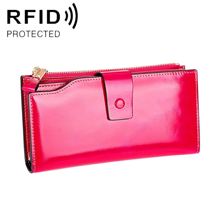 8236 Portafoglio da donna in pelle cerata a olio multifunzione RFID antimagnetico Borsa di grande capacità