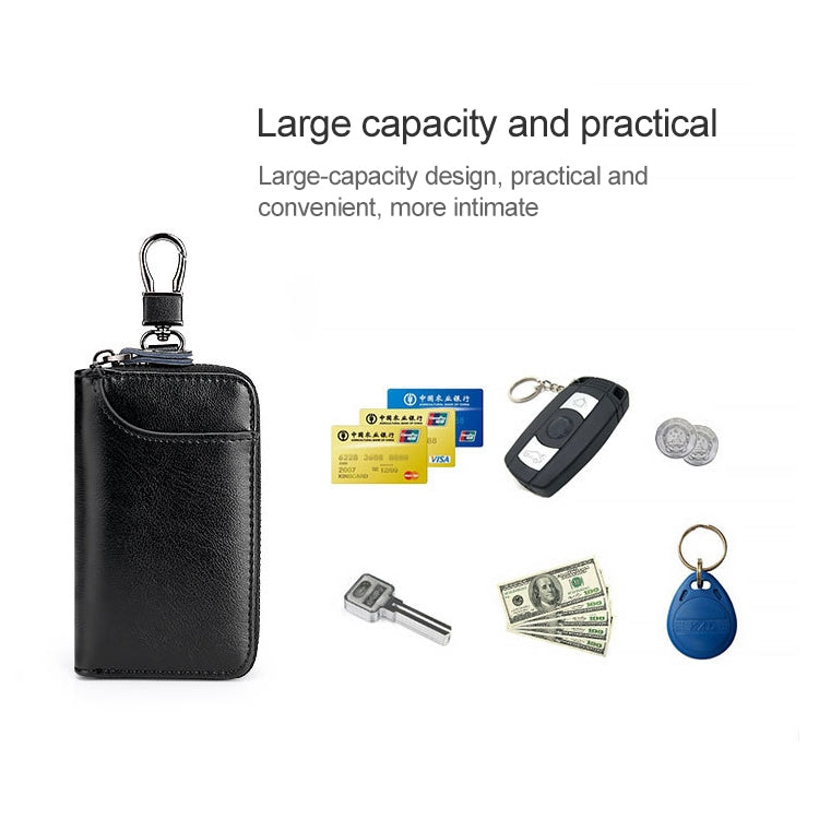 9105 Borsa porta chiavi in pelle con cerniera di grande capacità appesa alla vita Portafoglio multifunzione