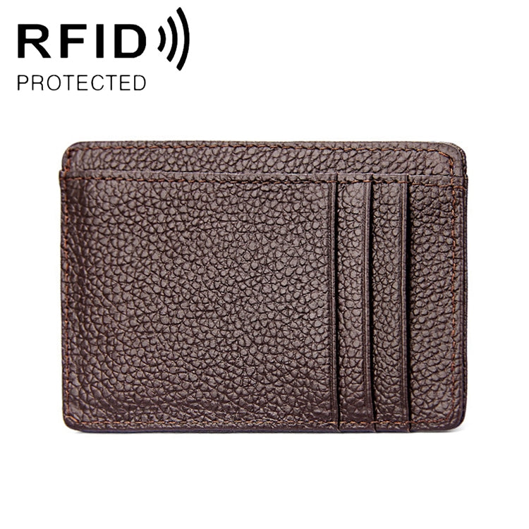 Portafoglio porta carte in pelle con texture litchi RFID antimagnetico KB37 per uomo e donna