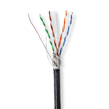 Network Cable Roll | CAT6 | Solid | S/FTP | CCA | 305.0 m | Outdoor | Round | PE | Black | Pull Box