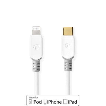 Lightning Cable | USB 2.0 | Apple Lightning 8-Pin | USB-C™ Male | 480Mbps | Gold Plated | 1.00 m | Round | PVC | White | Box