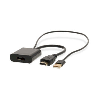 HDMI™ Adapter | HDMI™ Connector | DisplayPort Male / USB-A Male | Gold Plated | Straight | PVC | Black | 1pcs | Box