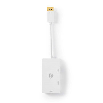 DisplayPort Adapter | DisplayPort Male | DVI-D 24+1-Pin Female / HDMI™ Output / VGA Female | 4K@60Hz | Gold Plated | Switchable | 0.20 m | Round | ABS | ABS | White | Box