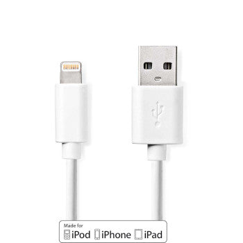 Lightning Cable | USB 2.0 | Apple Lightning 8-Pin | USB-A Male | 480Mbps | Nickel Plated | 1.00 m | Round | PVC | White | Box