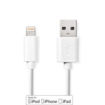 Lightning Cable | USB 2.0 | Apple Lightning 8-Pin | USB-A Male | 480Mbps | Nickel Plated | 2.00 m | Round | PVC | White | Box