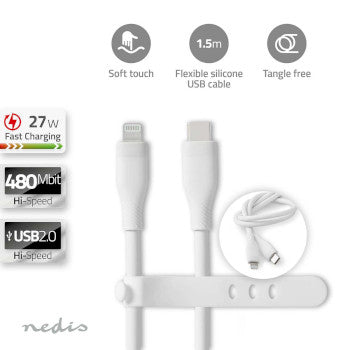 Lightning Cable | USB 2.0 | Apple Lightning 8-Pin | USB-C™ Male | 480Mbps | Nickel Plated | 1.50 m | Round | Silicone | White | Box