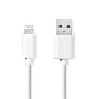 Lightning Cable | USB 2.0 | Apple Lightning 8-Pin | USB-A Male | 480Mbps | Nickel Plated | 1.00 m | Round | PVC | White | Label