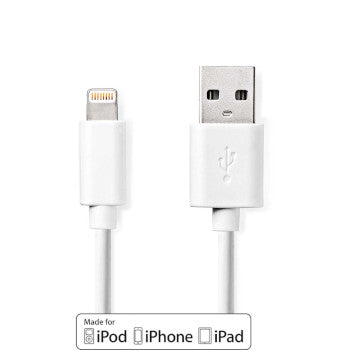 Lightning Cable | USB 2.0 | Apple Lightning 8-Pin | USB-A Male | 480 Mbps | Nickel Plated | 3.00 m | Round | PVC | White | Label