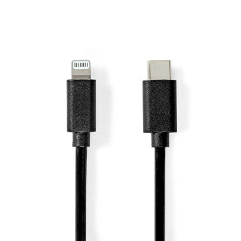 Lightning Cable | USB 2.0 | Apple Lightning 8-Pin | USB-C™ Male | 480Mbps | Nickel Plated | 1.00 m | Round | PVC | Black | Label