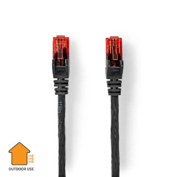 CAT6 Network Cable | RJ45 Male | RJ45 Male | U/UTP | 30.0 m | Outdoor | Round | PE | Black | Label