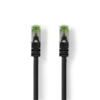 CAT7 Network Cable | S/FTP | RJ45 Male | RJ45 Male | 10.0m | Snagless | Round | LSZH | Black | Envelope