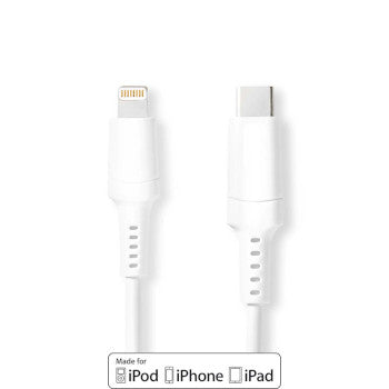 Lightning Cable | USB 2.0 | Apple Lightning 8-Pin | USB-C™ Male | 480Mbps | Nickel Plated | 1.00 m | Round | PVC | White | Box