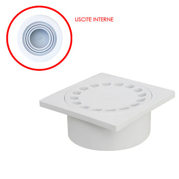 Chiusino sifonato con scarico verticale interno in PP grigio 100×100mm CHV10 E9302