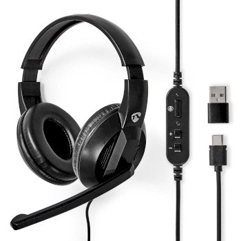 PC Headset | Over-Ear | Stereo | USB Type-A / USB Type-C™ | Fold-Away Microphone | Black