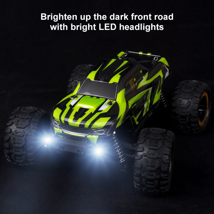 SG-1601 Versione senza spazzole 2.4G Veicolo fuoristrada competitivo Bigfoot telecomandato 1:16 Modello di auto giocattolo a quattro ruote motrici robusto e giocabile con fari a LED e ruote head-up, with Head-up Wheels