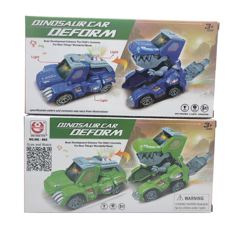 HG-882 Giocattolo elettrico per auto con deformazione di dinosauro Giocattolo universale di musica leggera