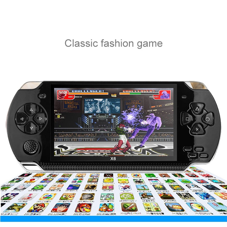 X6 Console di gioco portatile retrò con schermo da 4,3 pollici con fotocamera da 3 MP, 10000 giochi integrati, supporta e-book/registrazione/riproduzione musicale/riproduzione video, X6