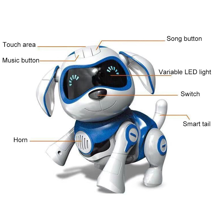 Macchina di rilevamento tattile intelligente per cani con ricarica USB, giocattoli elettrici per bambini, supporta camminare e rosicchiare ossa, luci e musica, Pink, Blue