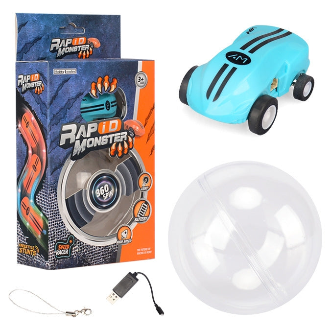Giocattolo auto da corsa rotante 360° con luci LED