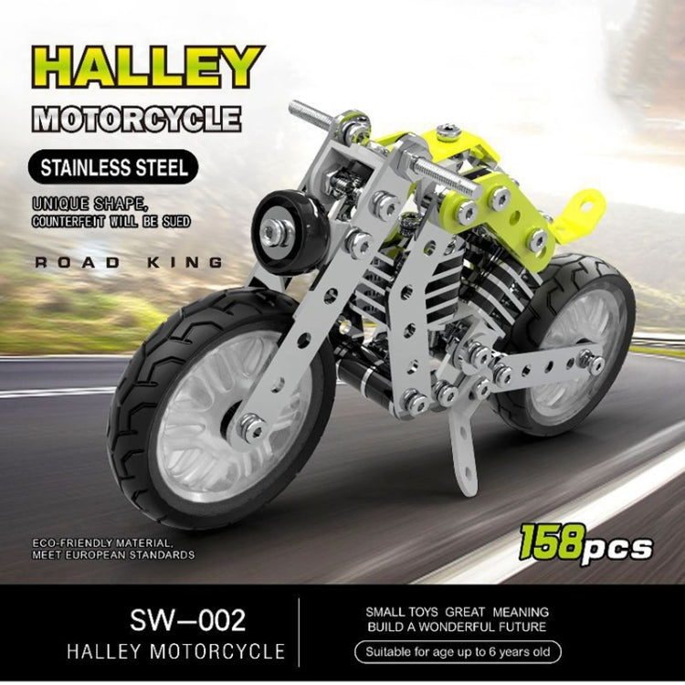 MoFun SW-002 Blocchi di assemblaggio per moto Halley in acciaio inossidabile fai-da-te da 158 pezzi, SW-002 Halley Motorcycle